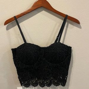 Shine Star Spaghetti Strap & Lace Crop Top